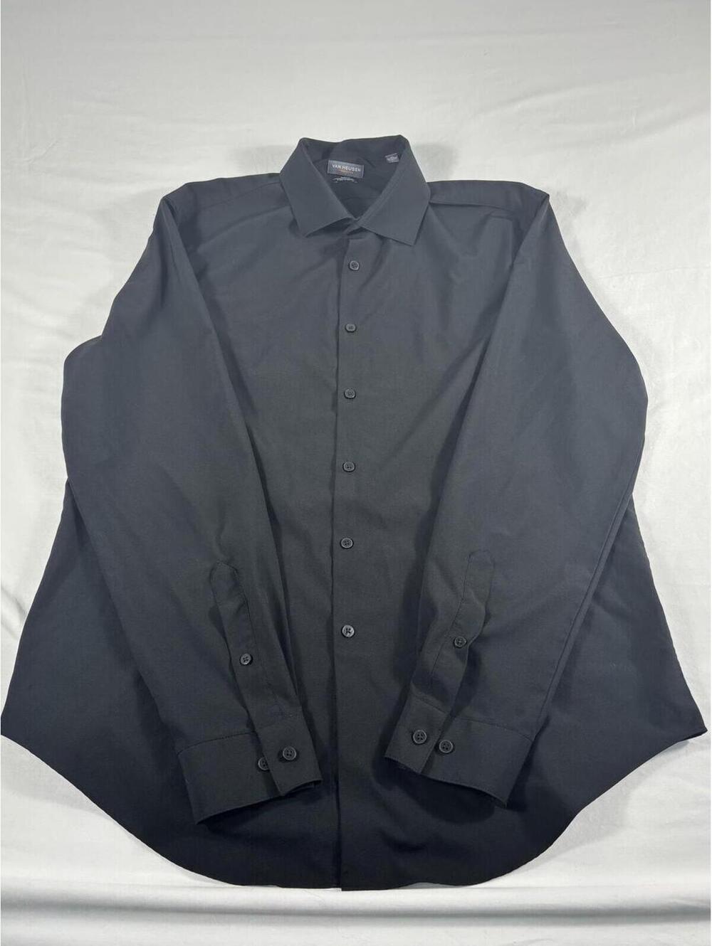 Van Heusen Traveler Slim Fit Black Dress Shirt Size L 16-16½ 34/35